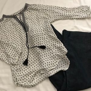 Black and white Bohemian blouse